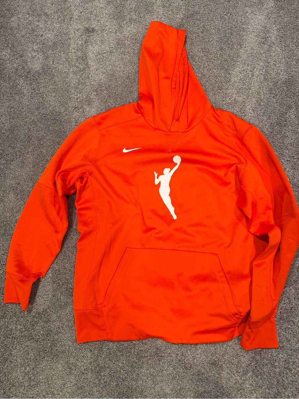 Nike WNBA Orange Pullover Hoodie with White Athlete Graphic